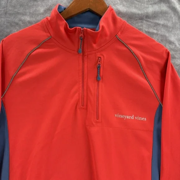 Vineyard Vines Quarter Zip Mens XL Red Pullover Golf Lightweight Long Sleeve - Picture 2 of 5